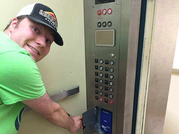 Michael at Elevator panel