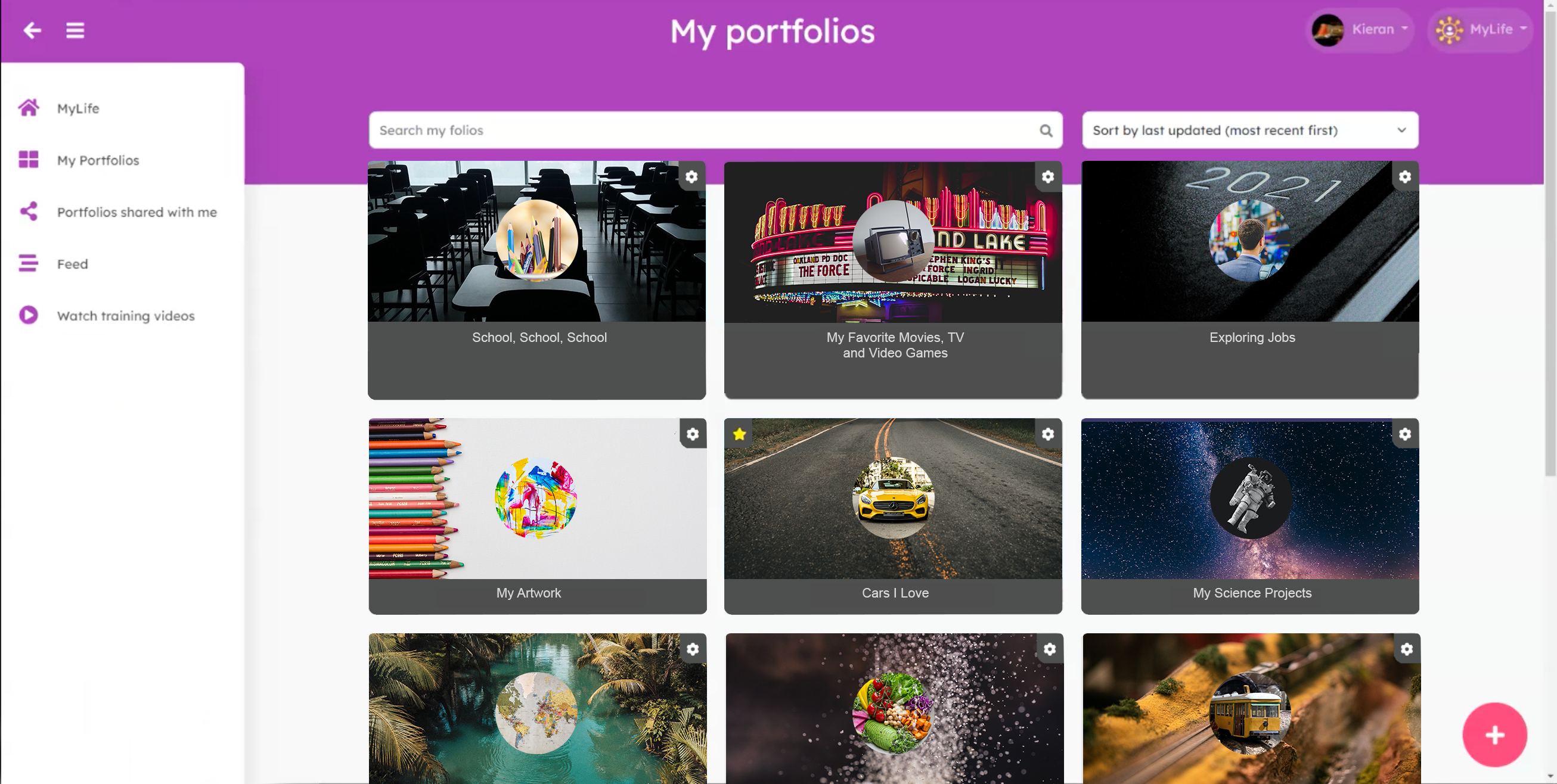 Image shows New, visual navigation of portfolios with ability to flag (yellow star) any portfolio as the default.